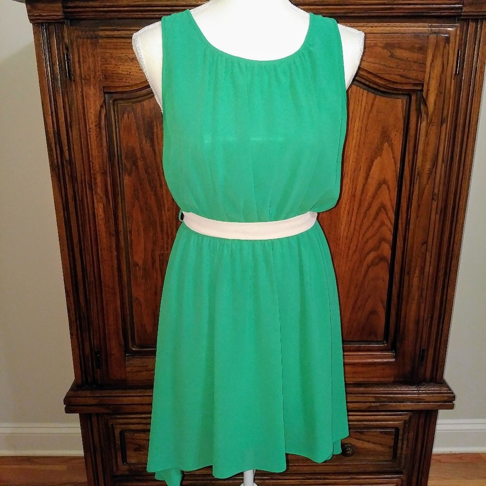 Double Zero Green Sleeveless High/Low Dress